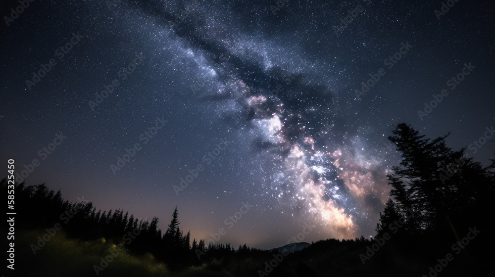 Gloomy light of starts on night sky moody generative ai Gloomy light of starts on night sky moody generative ai