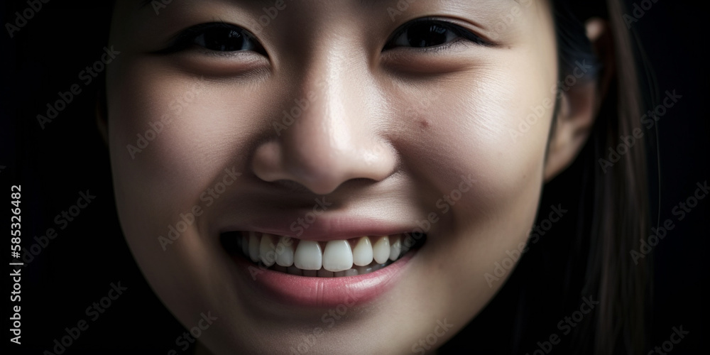 asian woman White teeth Generative AI