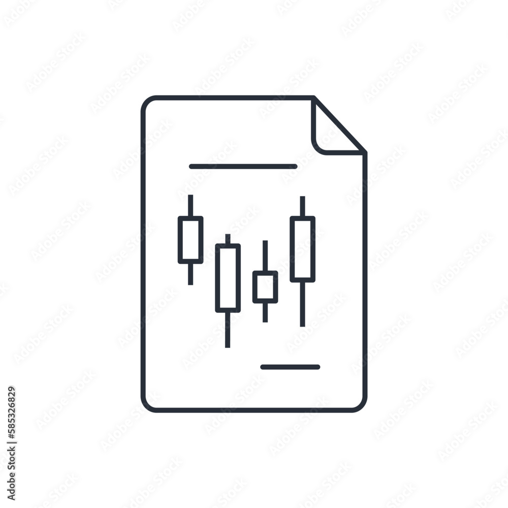 Stock trading information document. Vector linear icon isolated on white background. Stock trading information document. Vector linear icon isolated on white background.