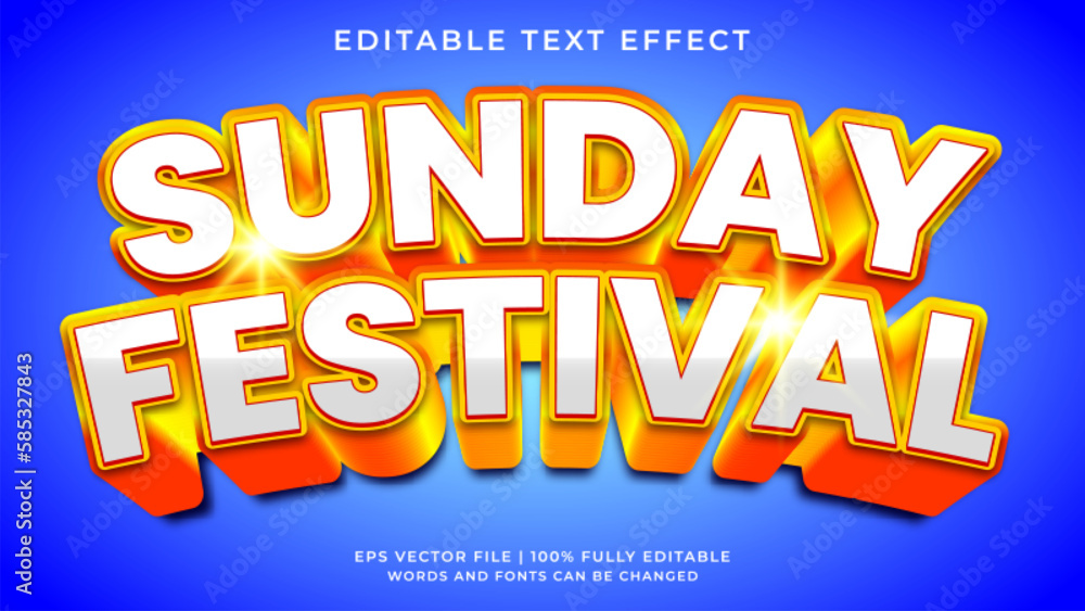 Sunday festival 3d editable text effect