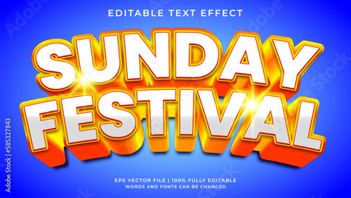 Sunday festival 3d editable text effect