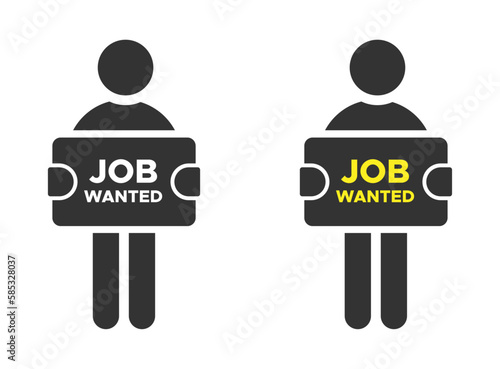 Job wanted vector icons set
