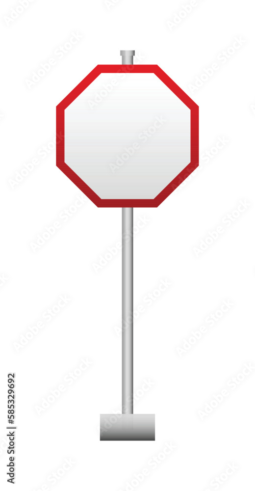 Blank red road sign with octa frame or Empty traffic signs isolated on