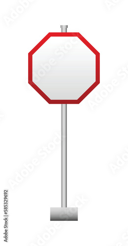Blank red road sign with octa frame or Empty traffic signs isolated on white background photo