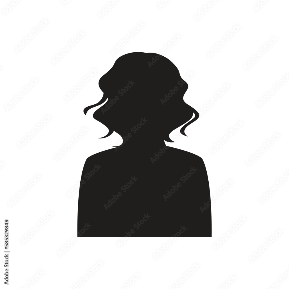 Monochrome woman avatar silhouette. User icon vector in trendy flat design.
