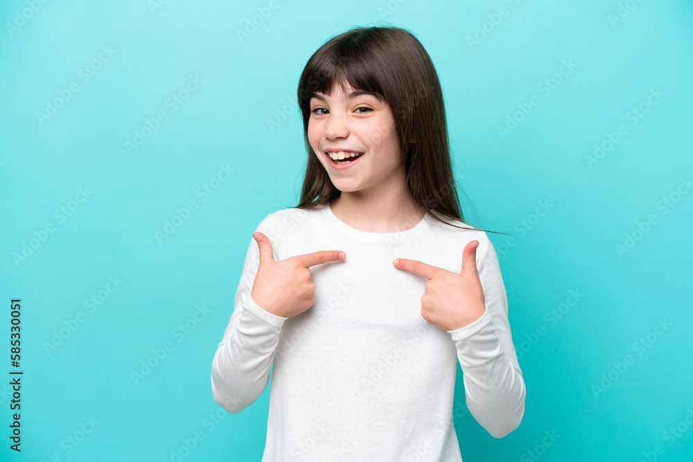 Little caucasian girl isolated on blue background with surprise facial expression Little caucasian girl isolated on blue background with surprise facial expression