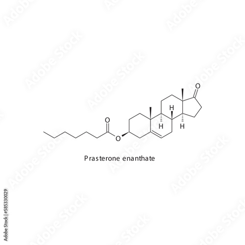 Prasterone enanthate flat skeletal molecular structure Androgen receptor agonist drug used in Adrenal insufficiency treatment. Vector illustration.