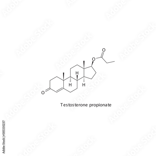 Testosterone propionate flat skeletal molecular structure Androgen receptor agonist drug used in Adrenal insufficiency treatment. Vector illustration.