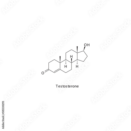 Testosterone flat skeletal molecular structure Androgen receptor agonist drug used in Adrenal insufficiency treatment. Vector illustration.
