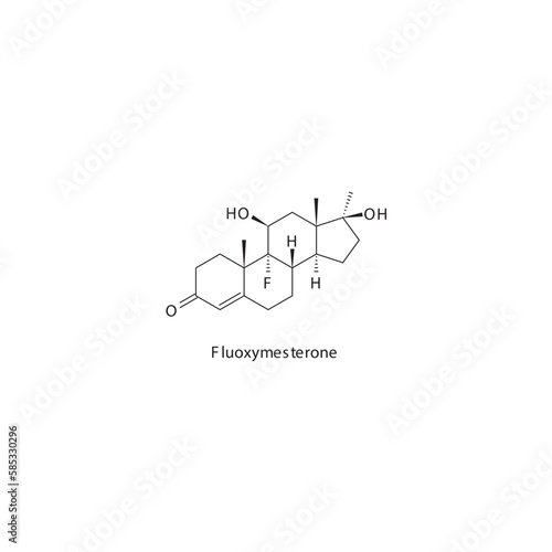 Fluoxymesterone flat skeletal molecular structure Anabolic steroid drug used in Adrenal insufficiency treatment. Vector illustration.