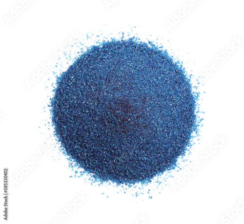 Heap of blue food coloring isolated on white, top view