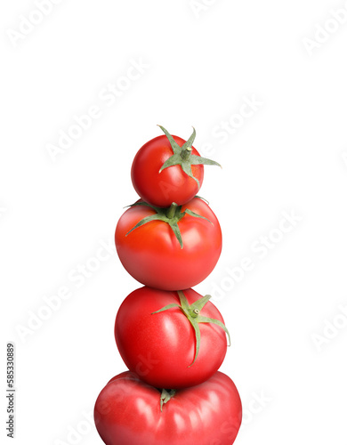 Stack of fresh tomatoes isolated on white