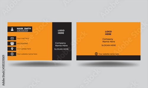 Professional modern creative bussiness card tamplate with black and yellow color background	
