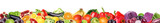Many different fresh fruits and vegetables on white background. Banner design