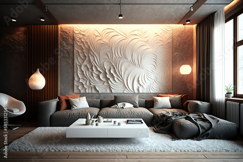 living room design, architecture, luxury, apartmen designt, generative artificial intelligence photo