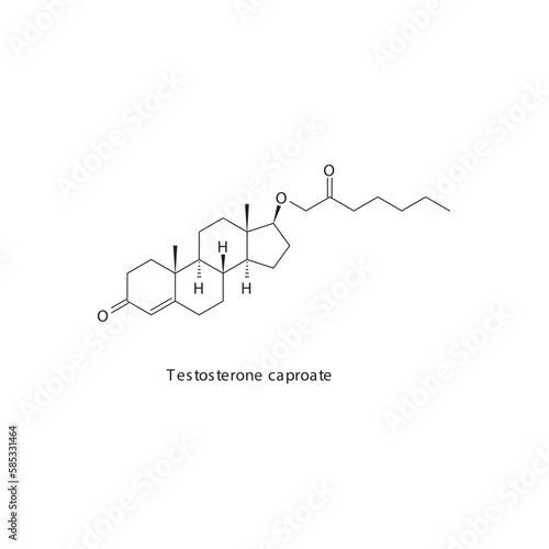 Testosterone caproate flat skeletal molecular structure Androgen receptor agonist drug used in Adrenal insufficiency treatment. Vector illustration.