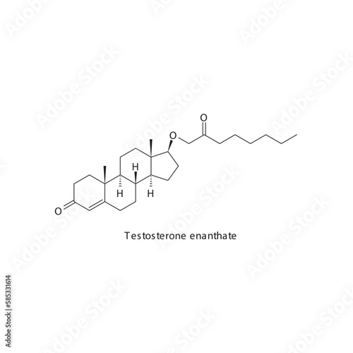 Testosterone enanthate flat skeletal molecular structure Androgen receptor agonist drug used in Adrenal insufficiency treatment. Vector illustration.