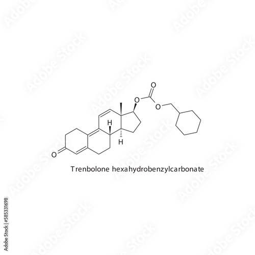 Trenbolone hexahydrobenzylcarbonate flat skeletal molecular structure Anabolic steroid drug used in Adrenal insufficiency treatment. Vector illustration.