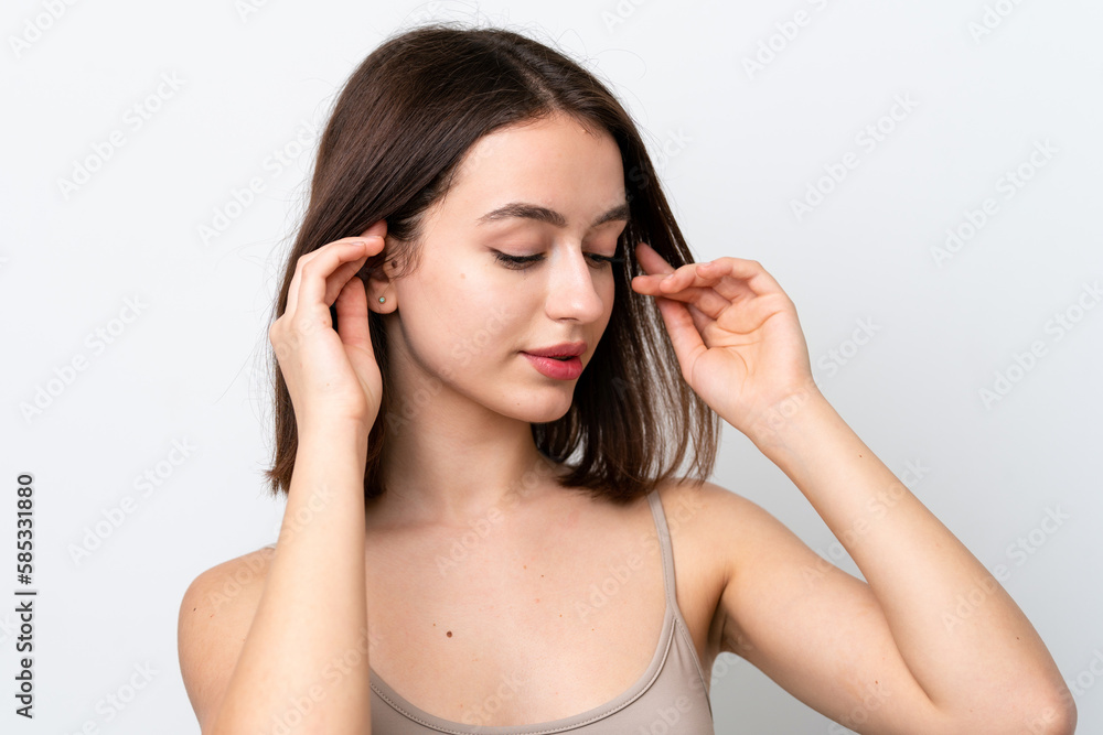 Young Ukrainian woman isolated on white background . Close up portrait Young Ukrainian woman isolated on white background . Close up portrait