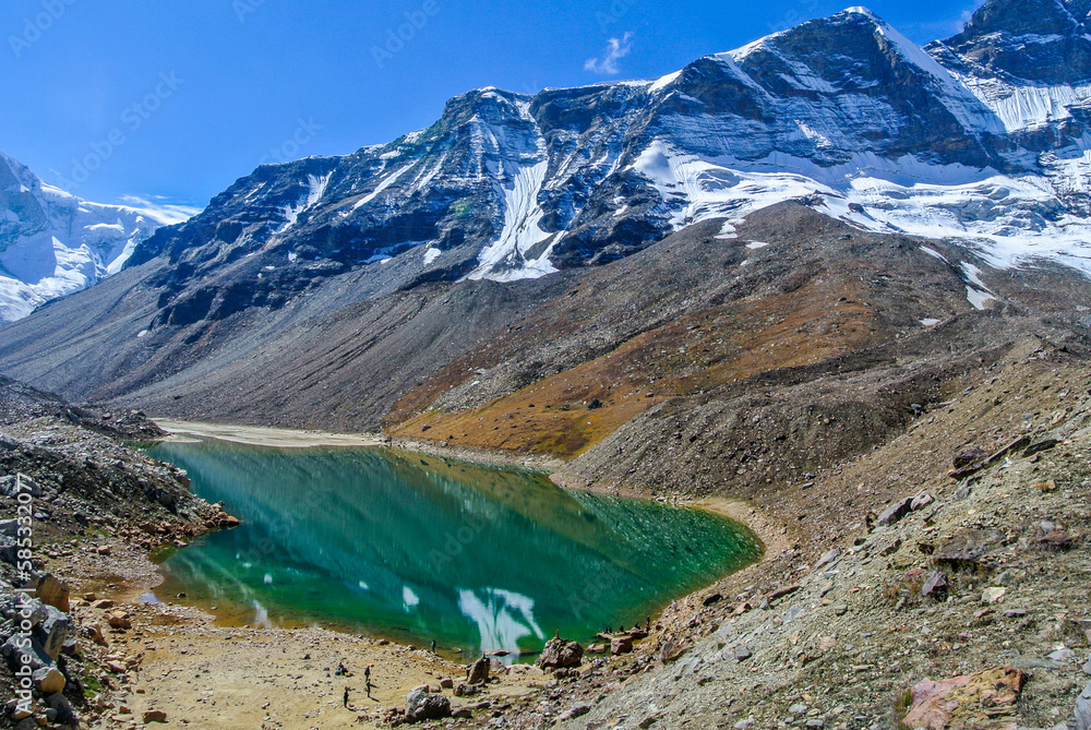 Reflection of Kedartal Lake with Mt. Thalaysagar, Mt. Bhrigupanth