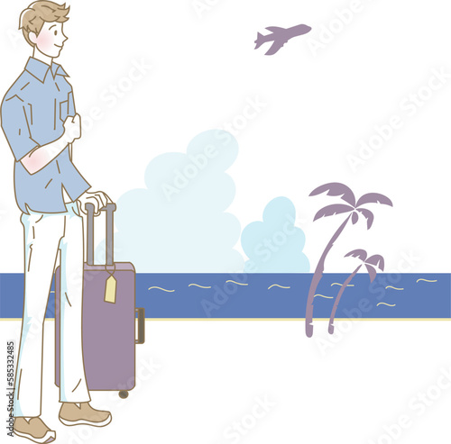 海へ旅する男性