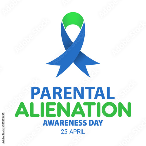 Parental Alienation Awareness Day banner, blue and green ribbon for PAAD