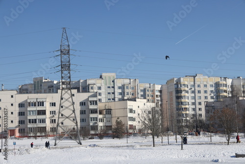 Photography Landscapes in the park with melting snow, puddles and ice in spring
