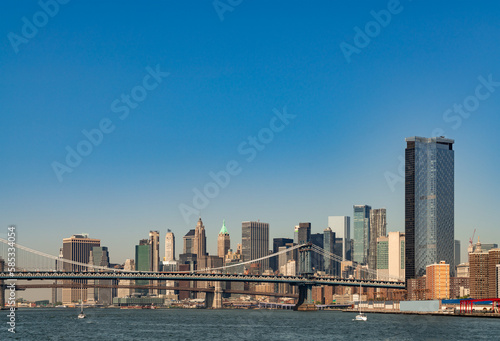 Brooklyn bridge and New York city on clear day