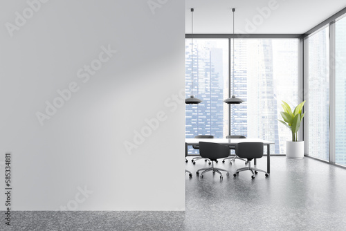 Fotografie White meeting room with mock up wall