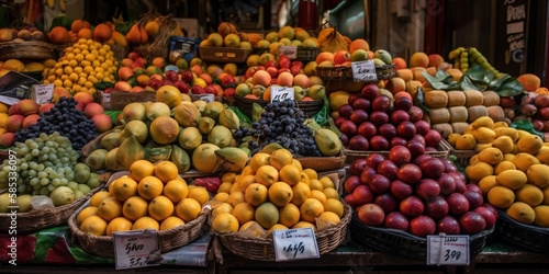 fresh fruits and vegetables at market Genetarive AI