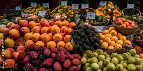 fresh fruits and vegetables at market Genetarive AI