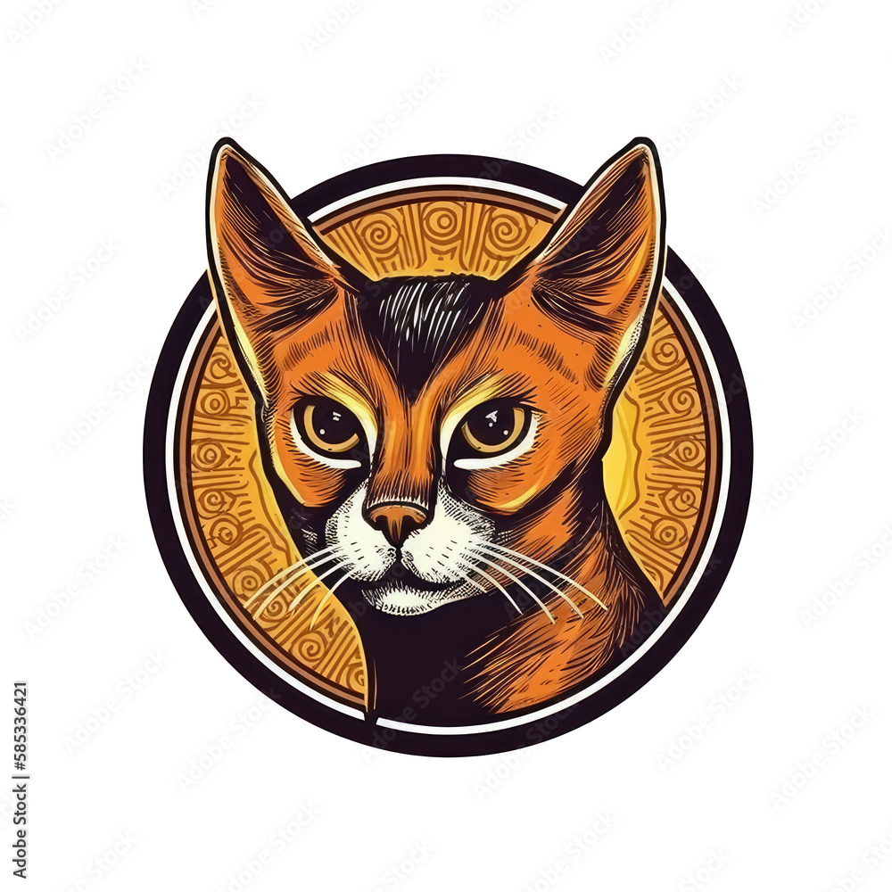 Logo Abyssinian Cat on Isolated Tansparent Background, png. Generative AI