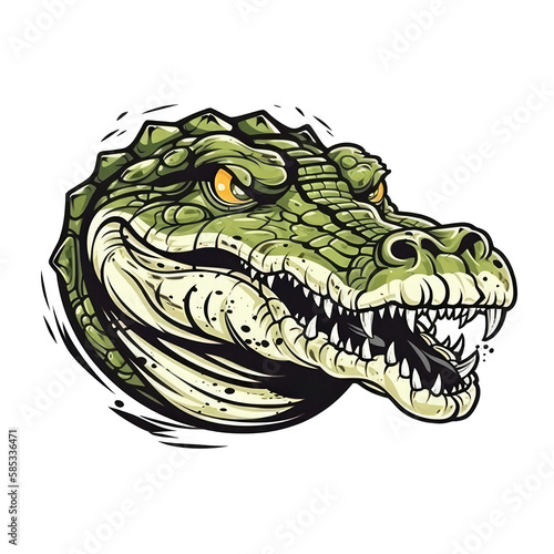 Logo Crocodile on Isolated Tansparent Background  png. Generative AI