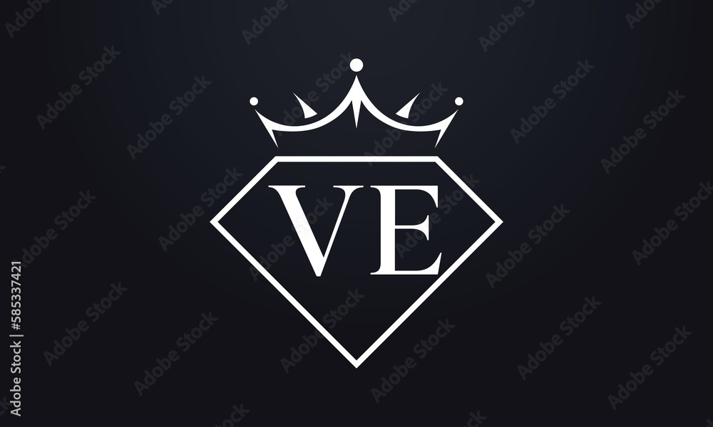 Diamond crown vector. Luxury queen logo for jewelry vector with letters Diamond crown vector. Luxury queen logo for jewelry vector with letters