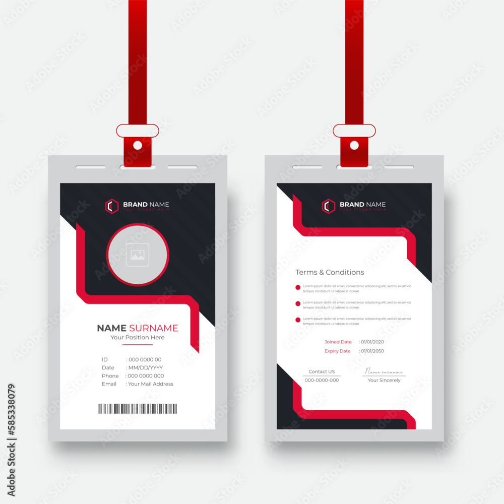 Modern and minimalist company employee id card template. office staff identity card template design Modern and minimalist company employee id card template. office staff identity card template design