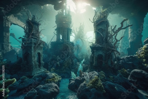 a mythical underwater kingdom. Generative AI