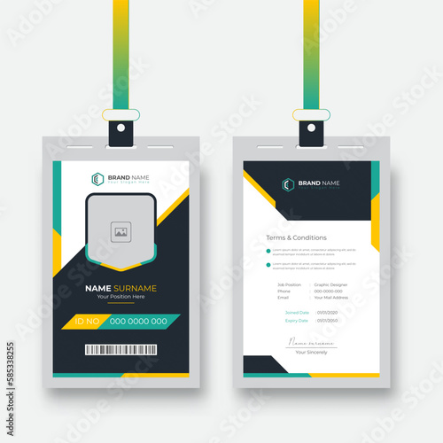 Modern and colorful identity card with abstract shape. professional corporate employee identity card template 