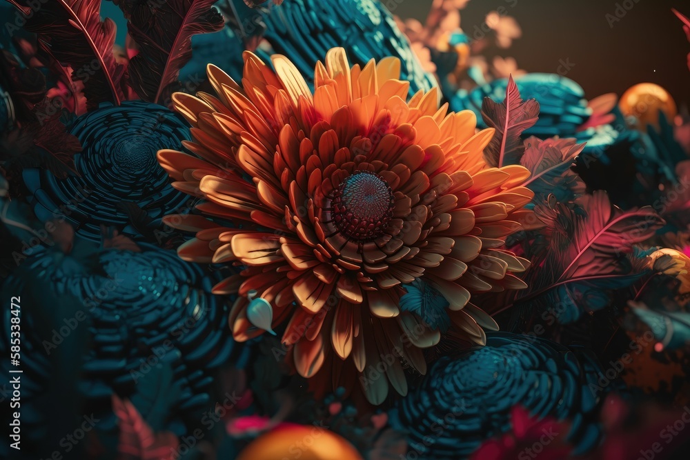 red and yellow flower. Generative AI red and yellow flower. Generative AI