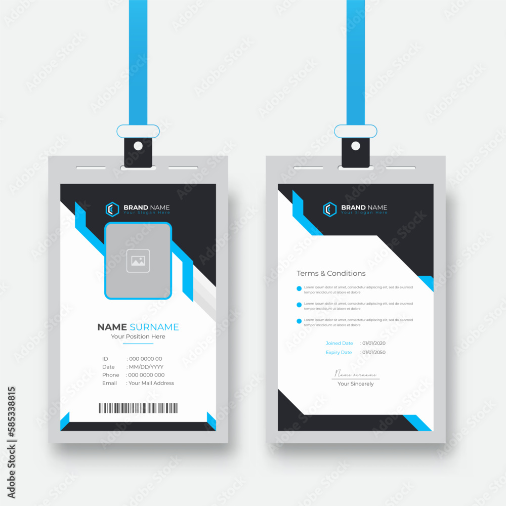 Abstract Blue Clean and simple id card template. Corporate company ...