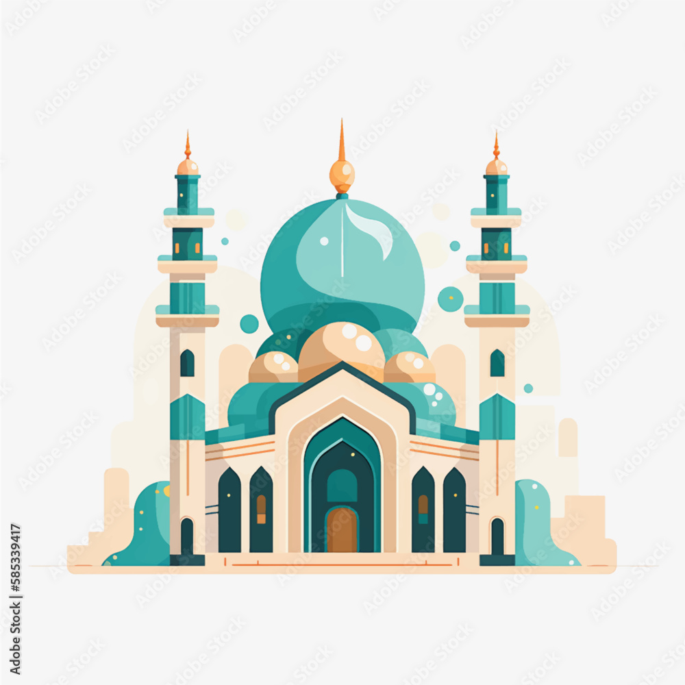 Flat and Cartoon Style Icon Illustrations of Muslim Mosque