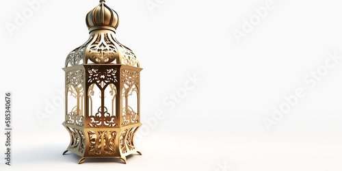 miniature mosque isolated on white background with free space for text design, creative ai