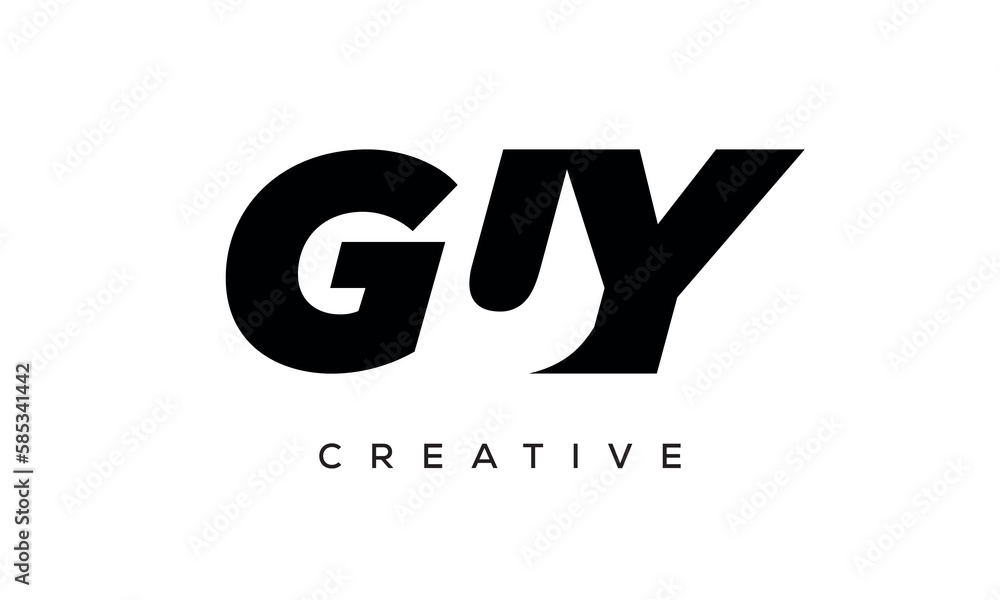 GUY letters negative space logo design. creative typography monogram vector GUY letters negative space logo design. creative typography monogram vector