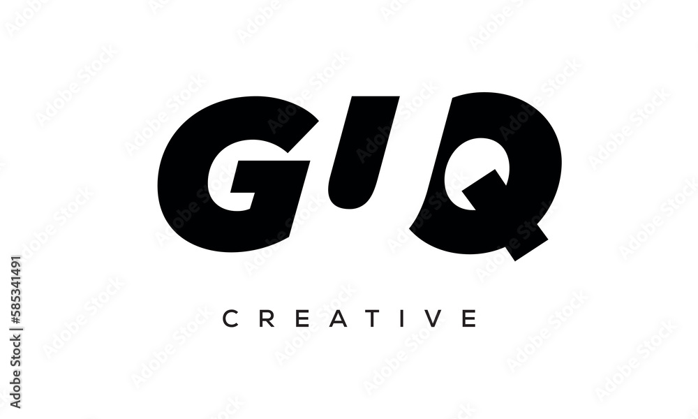 GUQ letters negative space logo design. creative typography monogram vector GUQ letters negative space logo design. creative typography monogram vector
