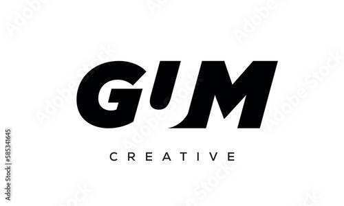 GUM letters negative space logo design. creative typography monogram vector 