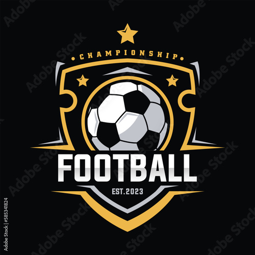 Soccer Gold color Football Badge Logo Design Templates | Sport Team Identity Vector Illustrations isolated on black Background