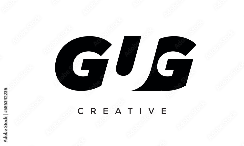 GUG letters negative space logo design. creative typography monogram vector GUG letters negative space logo design. creative typography monogram vector