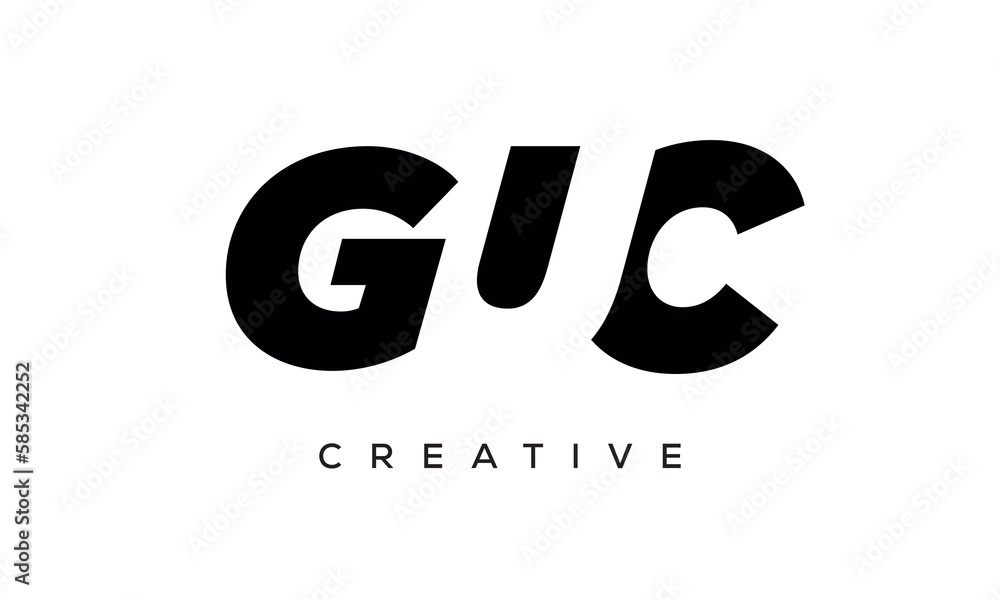 GUC letters negative space logo design. creative typography monogram vector GUC letters negative space logo design. creative typography monogram vector