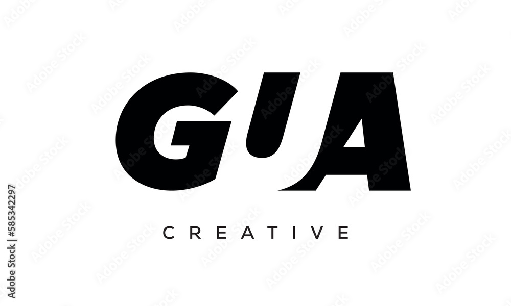 GUA letters negative space logo design. creative typography monogram vector GUA letters negative space logo design. creative typography monogram vector