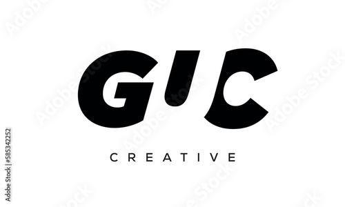 GUC letters negative space logo design. creative typography monogram vector 