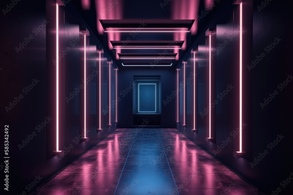 Futuristic sci-fi corridor made with generative ai Futuristic sci-fi corridor made with generative ai